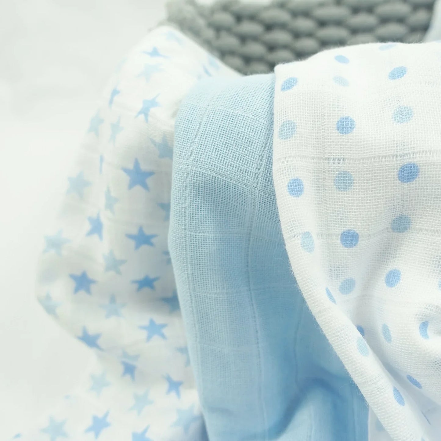 Baby-Musselin-Tuch - Hellblau Sterne