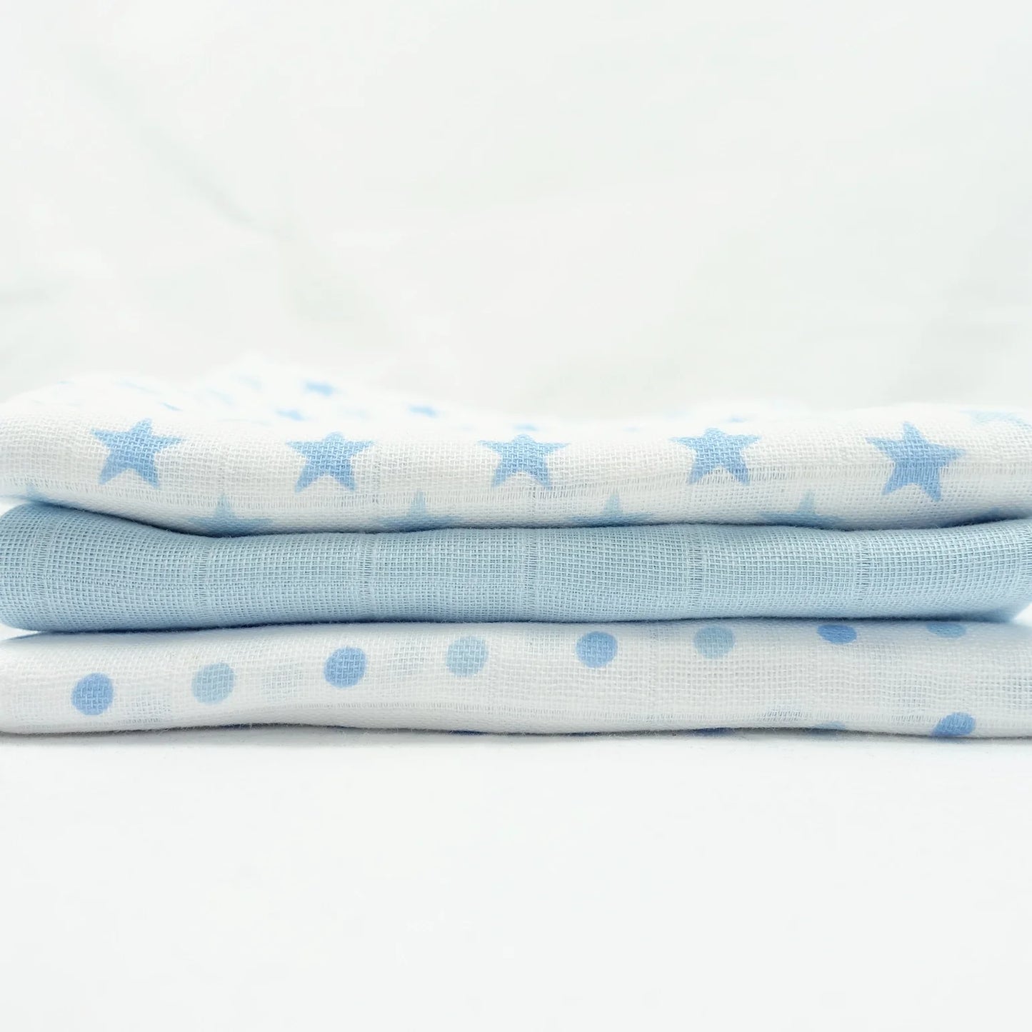 Baby-Musselin-Tuch - Hellblau Gepunktet