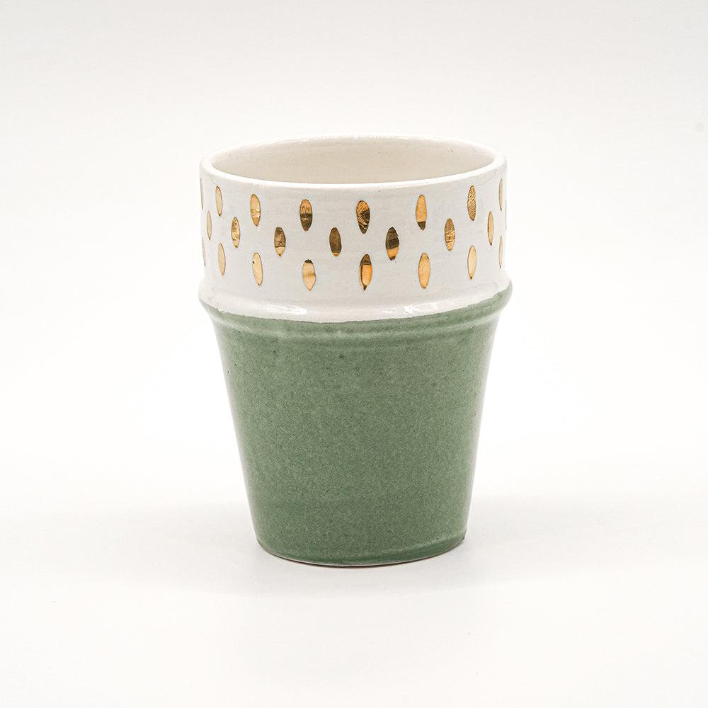 Keramik Becher - Grün Gold
