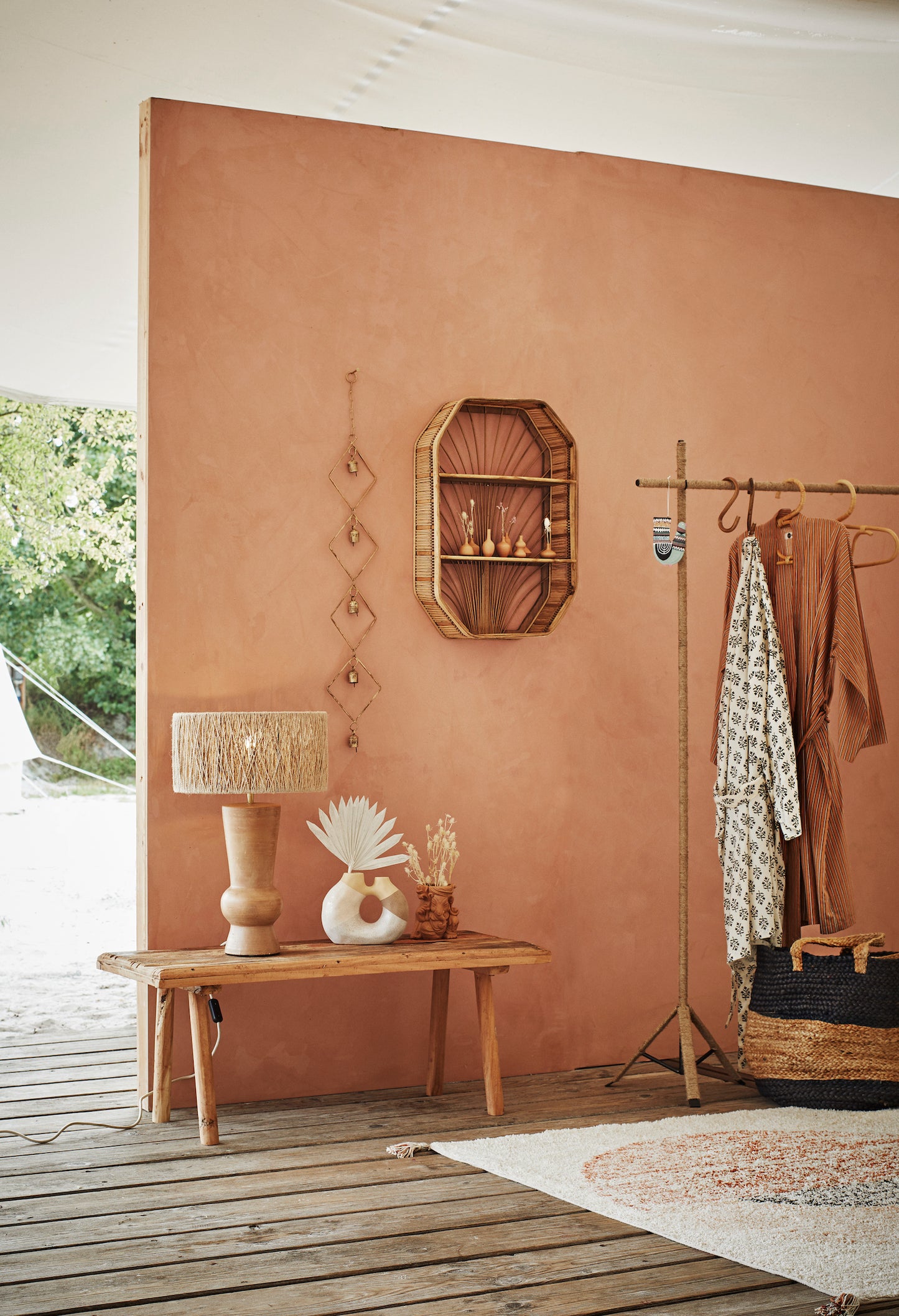 Wandregal - Eckig Bambus/Rattan