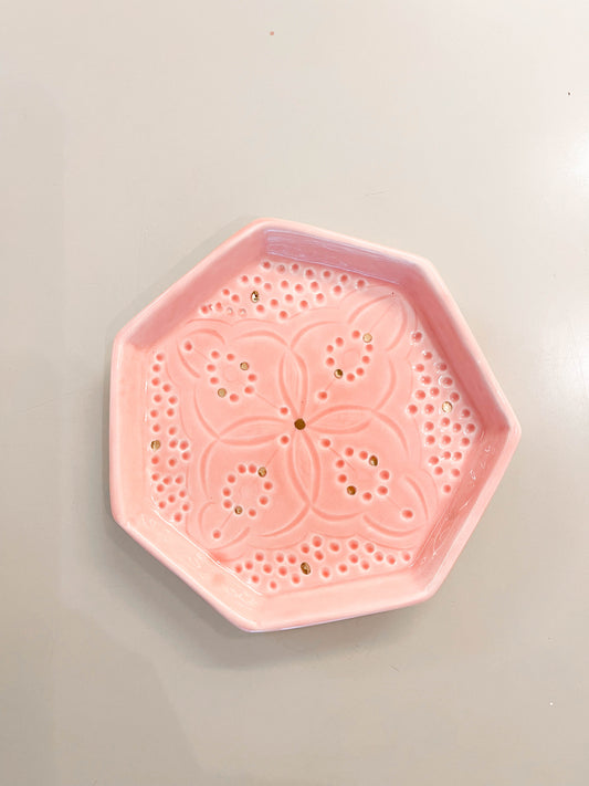 Keramik-Dekoteller - Rosa