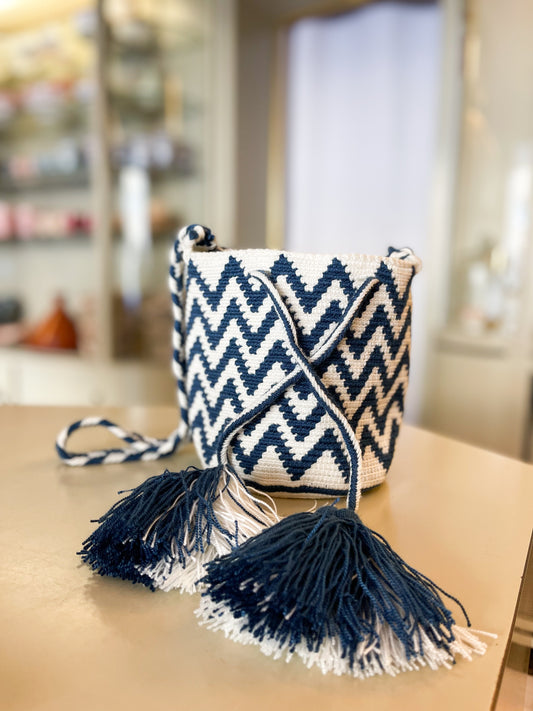 Tasche - Lissabon blau/weiß