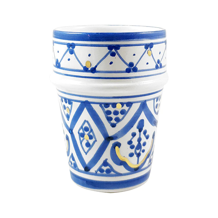 Keramik Becher – Blau gemustert