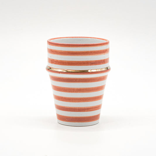 Keramik Becher - Rosa gestreift