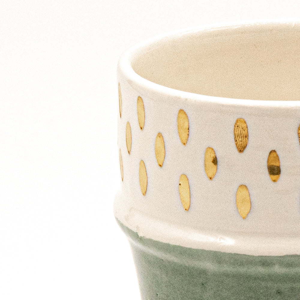 Keramik Becher - Grün Gold