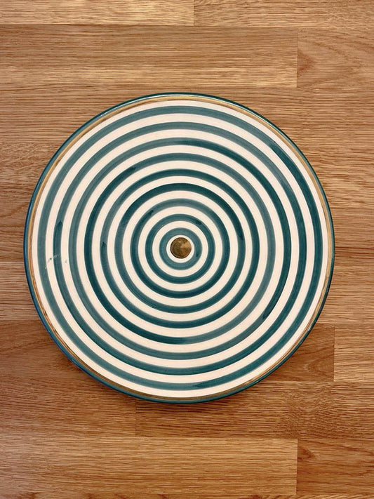 Keramikteller – Grün/Weiß groß