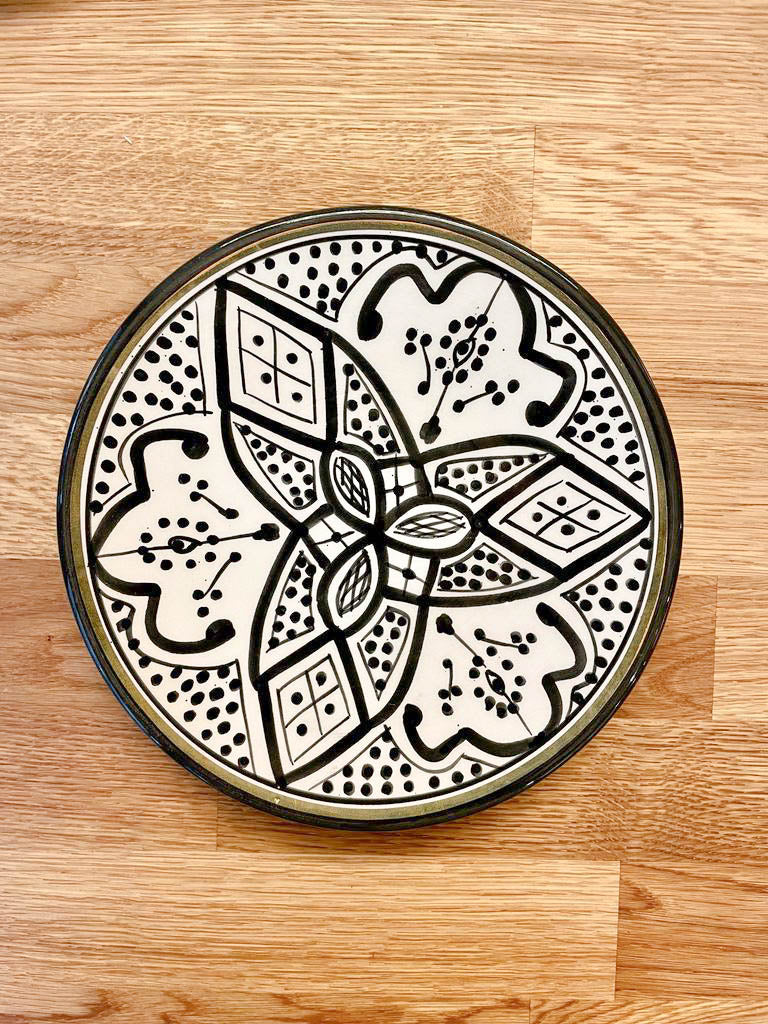 Keramikteller – Schwarz/Weiß gemustert klein