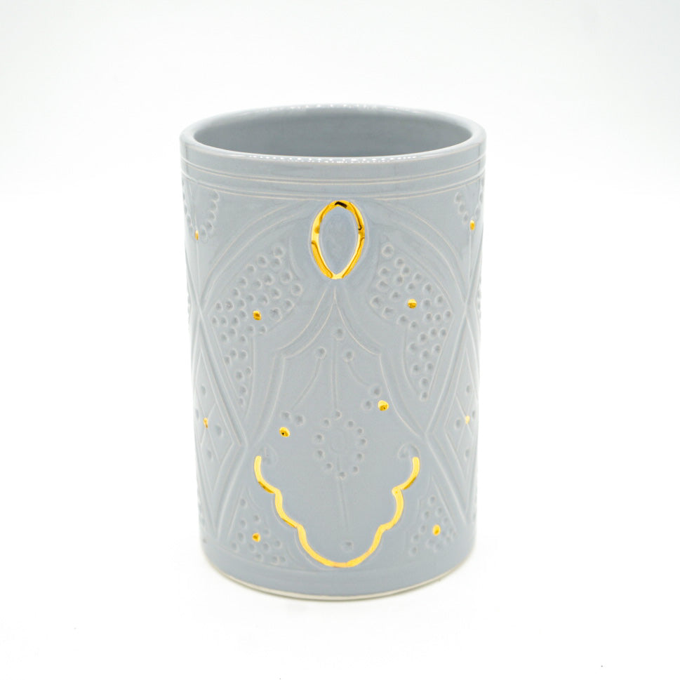 Vase - Keramik groß grau/gold