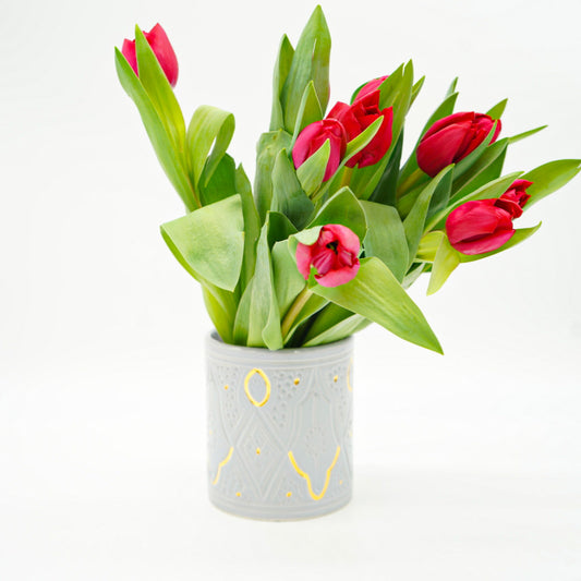 Vase - Keramik klein grau/gold